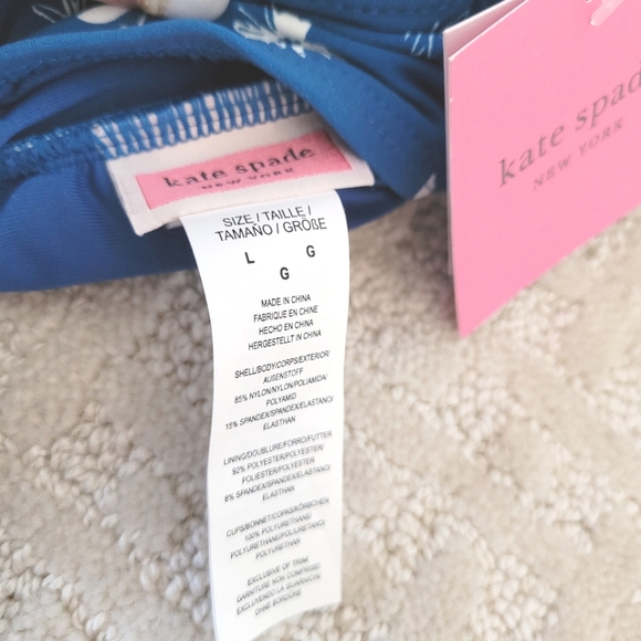 KATE SPADE Blue & White Floral Print Two-Piece Bikini Ruffle Strap Swimsuit - Picture 5 of 8